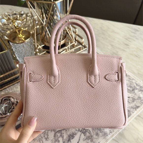 Pink Top Grain Leather Bag | Silver Hardware SHW | Available 2 Sizes - Picture 2 of 2